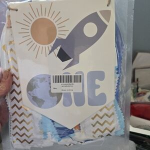 Rocket and Sun Themed Party Banner